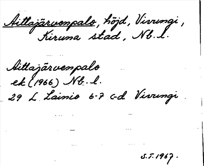 Bild på arkivkortet för arkivposten Aittajärvenpalo