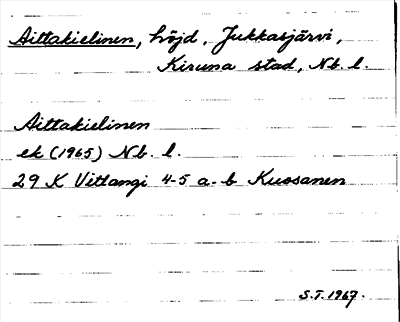 Bild på arkivkortet för arkivposten Aittakielinen
