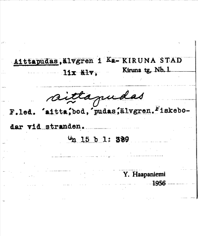 Bild på arkivkortet för arkivposten Aittapudas