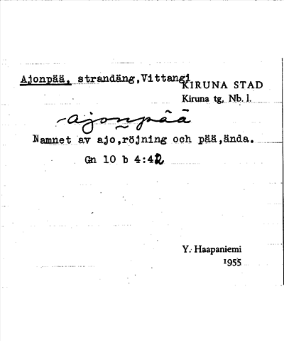 Bild på arkivkortet för arkivposten Ajonpää