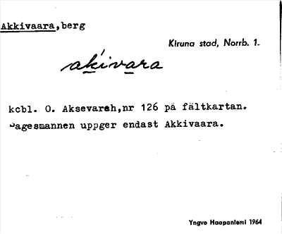 Bild på arkivkortet för arkivposten Akkivaara