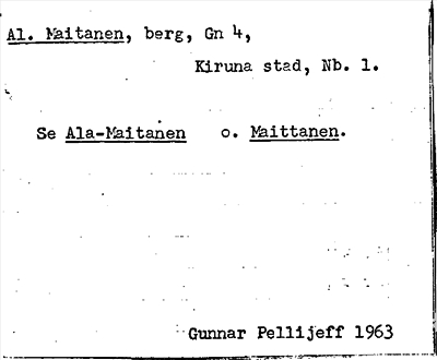 Bild på arkivkortet för arkivposten Al. Maitanen, se Ala-Maitanen o. Maittanen