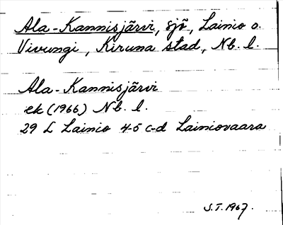 Bild på arkivkortet för arkivposten Ala-Kannisjärvi