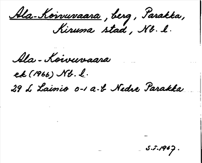 Bild på arkivkortet för arkivposten Ala-Koivuvaara