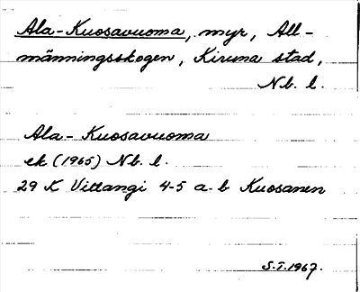 Bild på arkivkortet för arkivposten Ala-Kuosavuoma