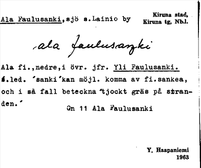 Bild på arkivkortet för arkivposten Ala Faulusanki