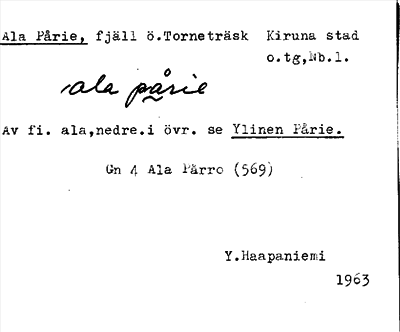 Bild på arkivkortet för arkivposten Ala Pårie