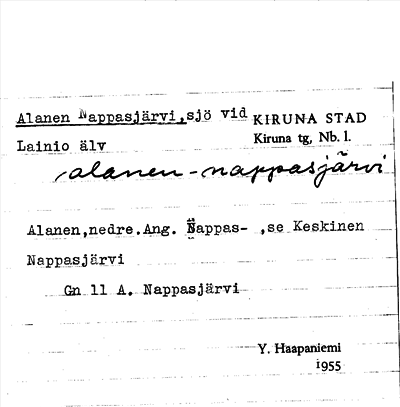 Bild på arkivkortet för arkivposten Alanen Nappasjärvi