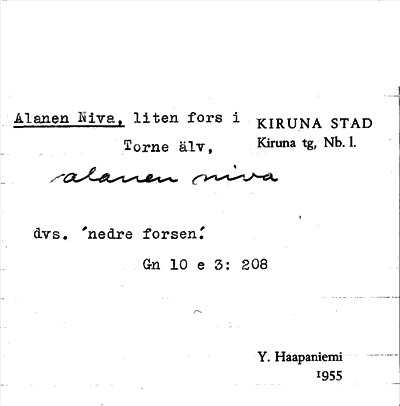 Bild på arkivkortet för arkivposten Alanen Niva