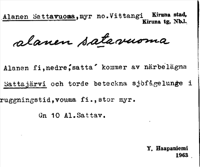 Bild på arkivkortet för arkivposten Alanen Sattavuoma