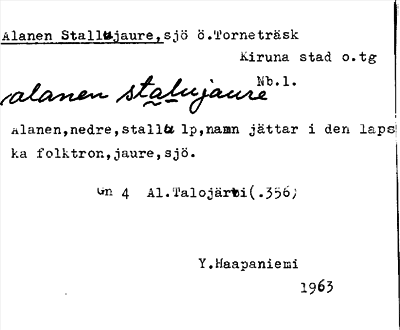 Bild på arkivkortet för arkivposten Alanen Stallujaure