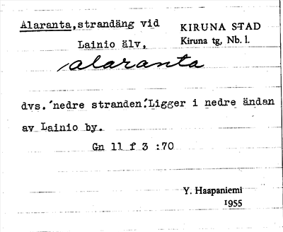 Bild på arkivkortet för arkivposten Alaranta