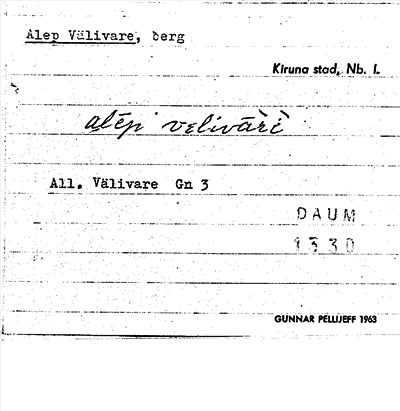 Bild på arkivkortet för arkivposten Alep Välivare