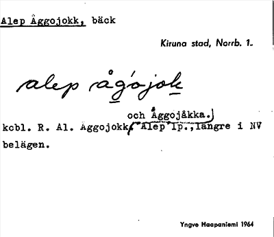 Bild på arkivkortet för arkivposten Alep Åggojokk