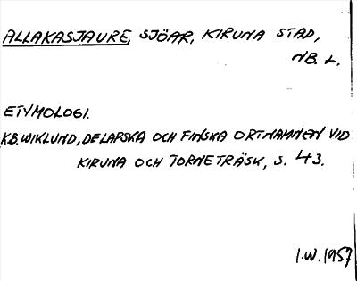 Bild på arkivkortet för arkivposten Allakasjaure