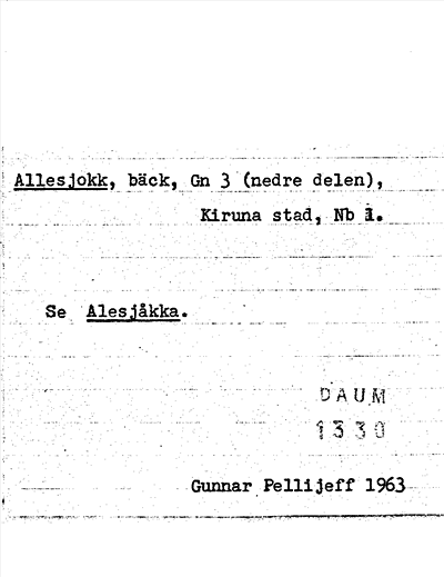 Bild på arkivkortet för arkivposten Allesjokk, se Alesjåkka