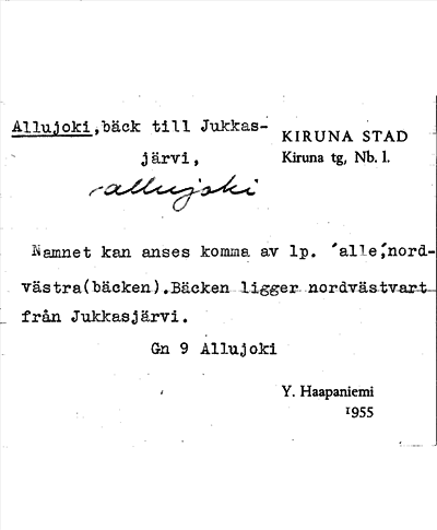 Bild på arkivkortet för arkivposten Allujoki