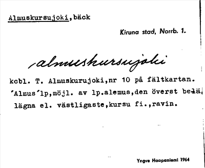 Bild på arkivkortet för arkivposten Almuskursujoki