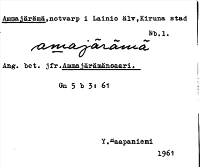 Bild på arkivkortet för arkivposten Ammajärämä