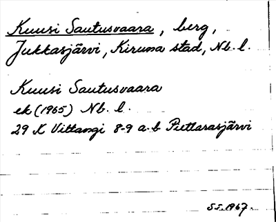 Bild på arkivkortet för arkivposten Kuusi Sautusvaara