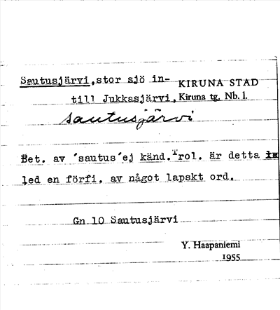 Bild på arkivkortet för arkivposten Sautusjärvi