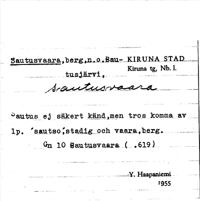 Bild på arkivkortet för arkivposten Sautusvaara