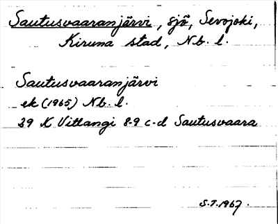 Bild på arkivkortet för arkivposten Sautusvaaranjärvi