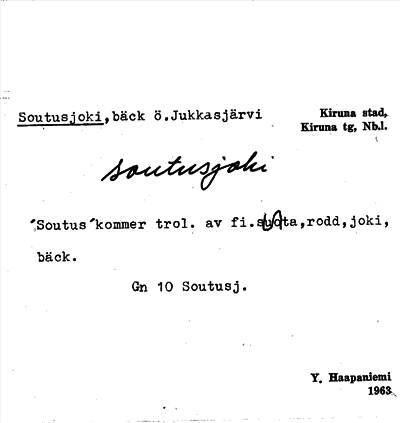 Bild på arkivkortet för arkivposten Soutusjoki