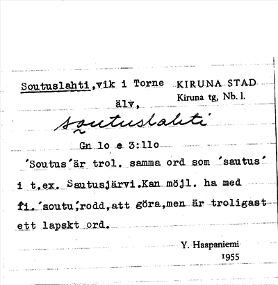 Bild på arkivkortet för arkivposten Soutuslahti