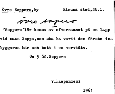 Bild på arkivkortet för arkivposten Övre Soppero