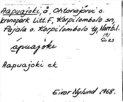 Bild på arkivkortet för arkivposten Aapuajoki