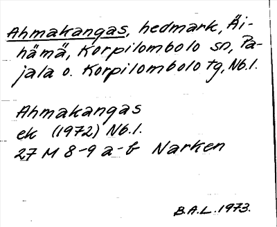 Bild på arkivkortet för arkivposten Ahmakangas