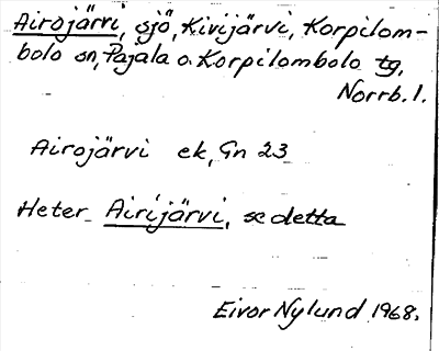 Bild på arkivkortet för arkivposten Airojärvi