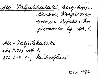 Bild på arkivkortet för arkivposten Ala-Paljukkalaki