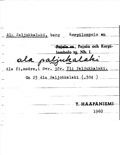 Bild på arkivkortet för arkivposten Ala Paljukkalaki
