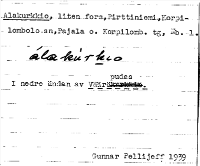 Bild på arkivkortet för arkivposten Alakurkkio