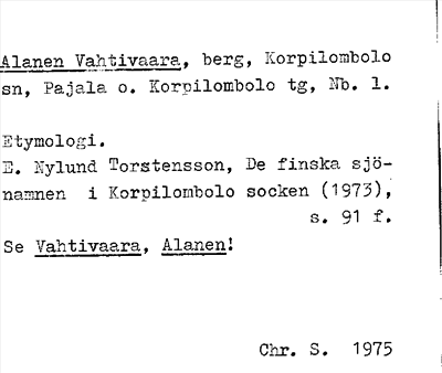 Bild på arkivkortet för arkivposten Alanen Vahtivaara