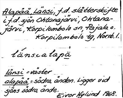 Bild på arkivkortet för arkivposten Alapää, Länsi