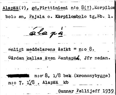 Bild på arkivkortet för arkivposten Alapää(?)