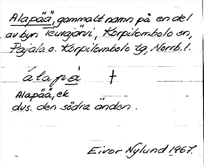 Bild på arkivkortet för arkivposten Alapää