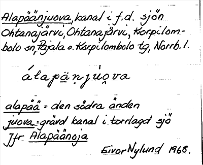Bild på arkivkortet för arkivposten Alapäänjuova