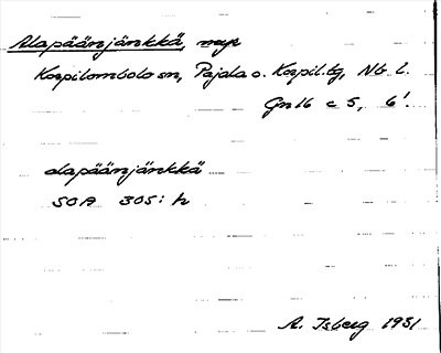 Bild på arkivkortet för arkivposten Alapäänjänkkä