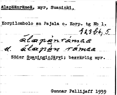 Bild på arkivkortet för arkivposten Alapäänrämeä