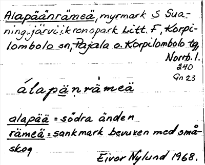 Bild på arkivkortet för arkivposten Alapäänrämeä