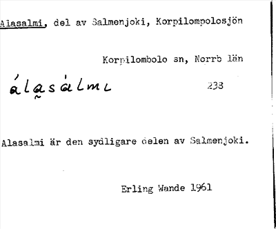 Bild på arkivkortet för arkivposten Alasalmi