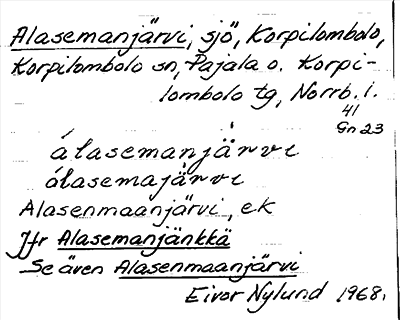 Bild på arkivkortet för arkivposten Alasemanjärvi