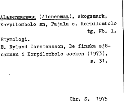 Bild på arkivkortet för arkivposten Alasenmanmaa (Alanenmaa)