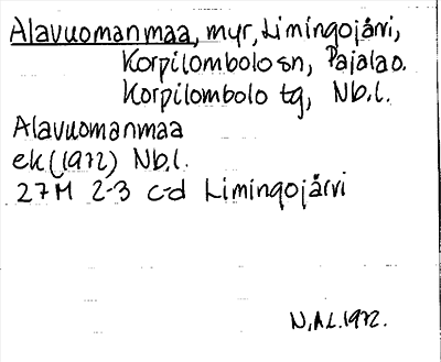 Bild på arkivkortet för arkivposten Alavuomanmaa