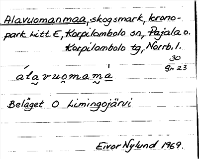 Bild på arkivkortet för arkivposten Alavuomanmaa