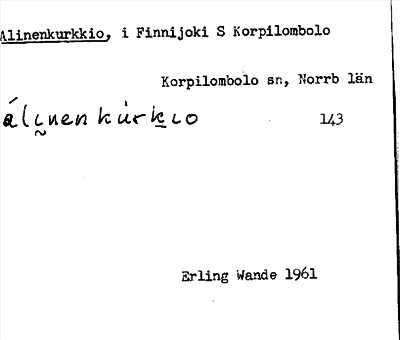 Bild på arkivkortet för arkivposten Alinenkurkkio